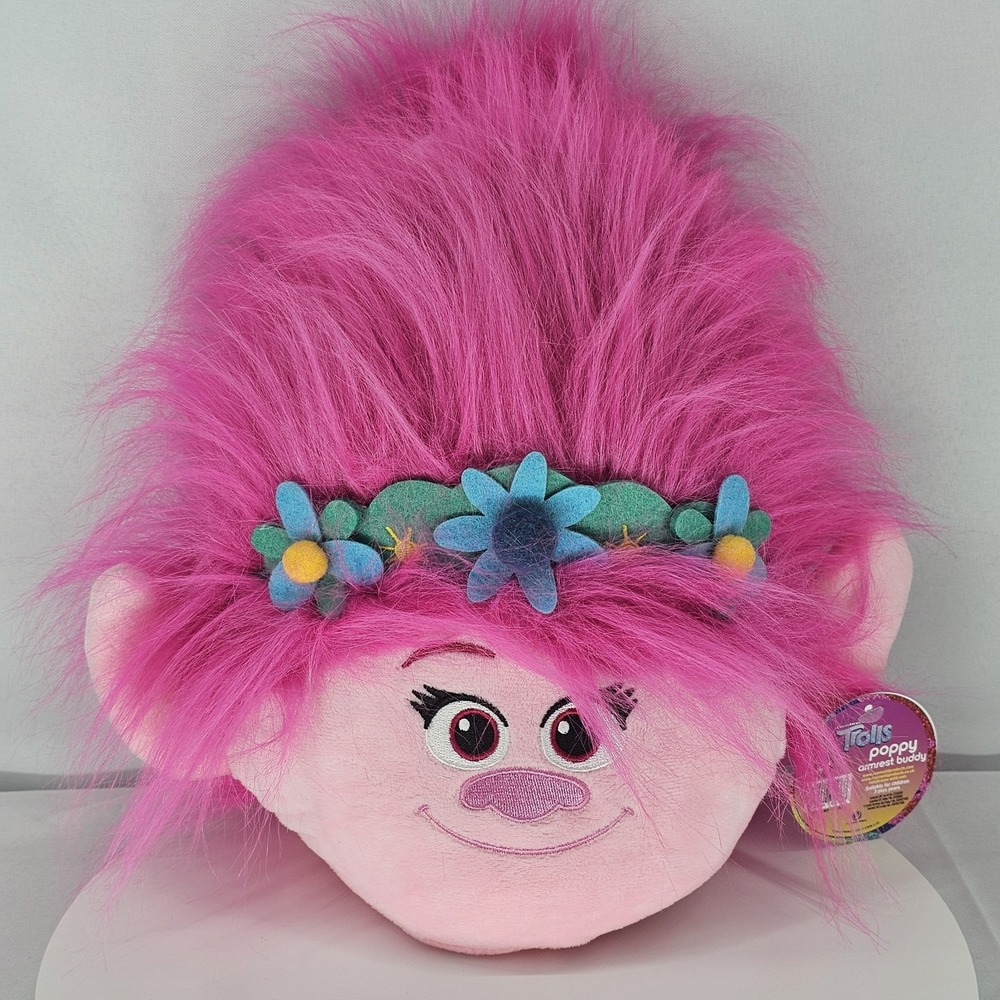 Dreamworks Trolls Poppy Armrest Travel Buddy Pillow 11x9" - Blanket Not Included
